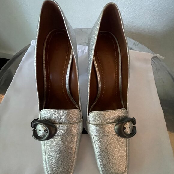 COACH Metallic Silver Elegant Jade Pump Size 7 - Picture 7 of 12